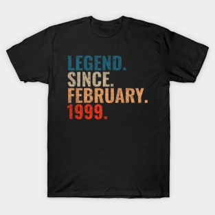 Legend since February 1999 Retro 1999 birthday shirt T-Shirt